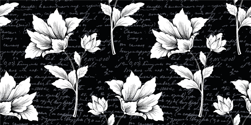 λουλουδάτο μοτίβο με αρχαίο κείμενο floral χαλί - TenStickers