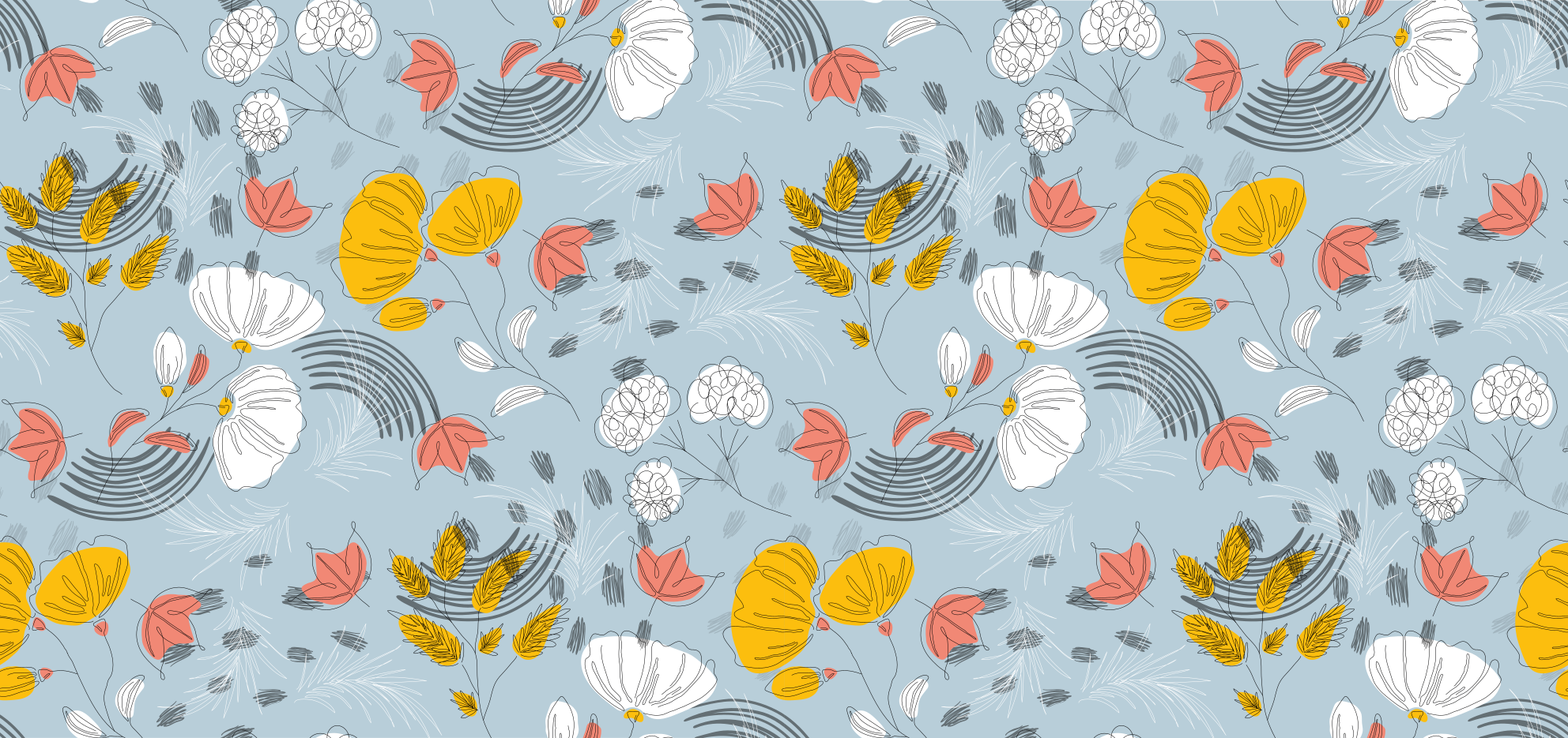 xαλί βινυλίου με λουλούδια μπλε μοτίβο άνθιση - TenStickers