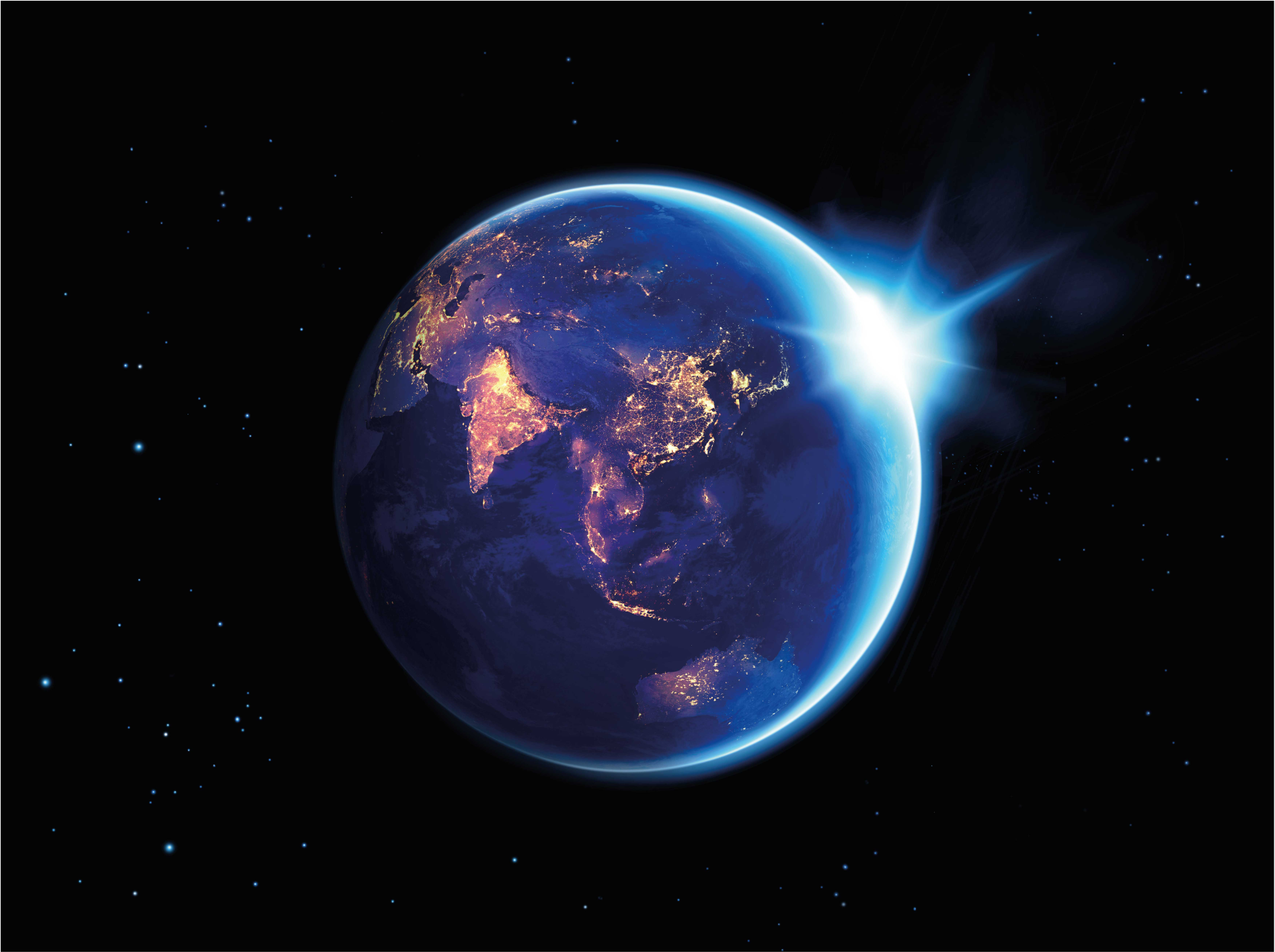 γη που περιβάλλεται από μπλε χαλί σαλόνι - TenStickers