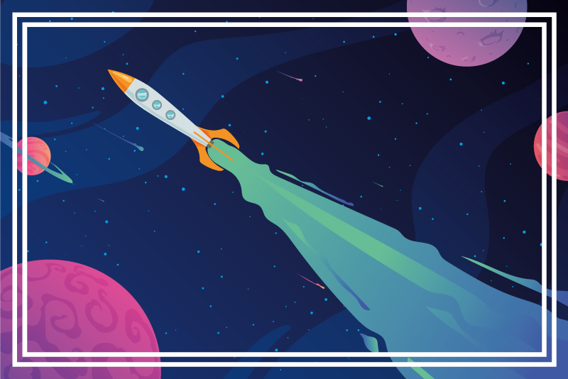 χώρο κινουμένων σχεδίων με χαλί βινυλίου αστέρι πυραύλων - TenStickers