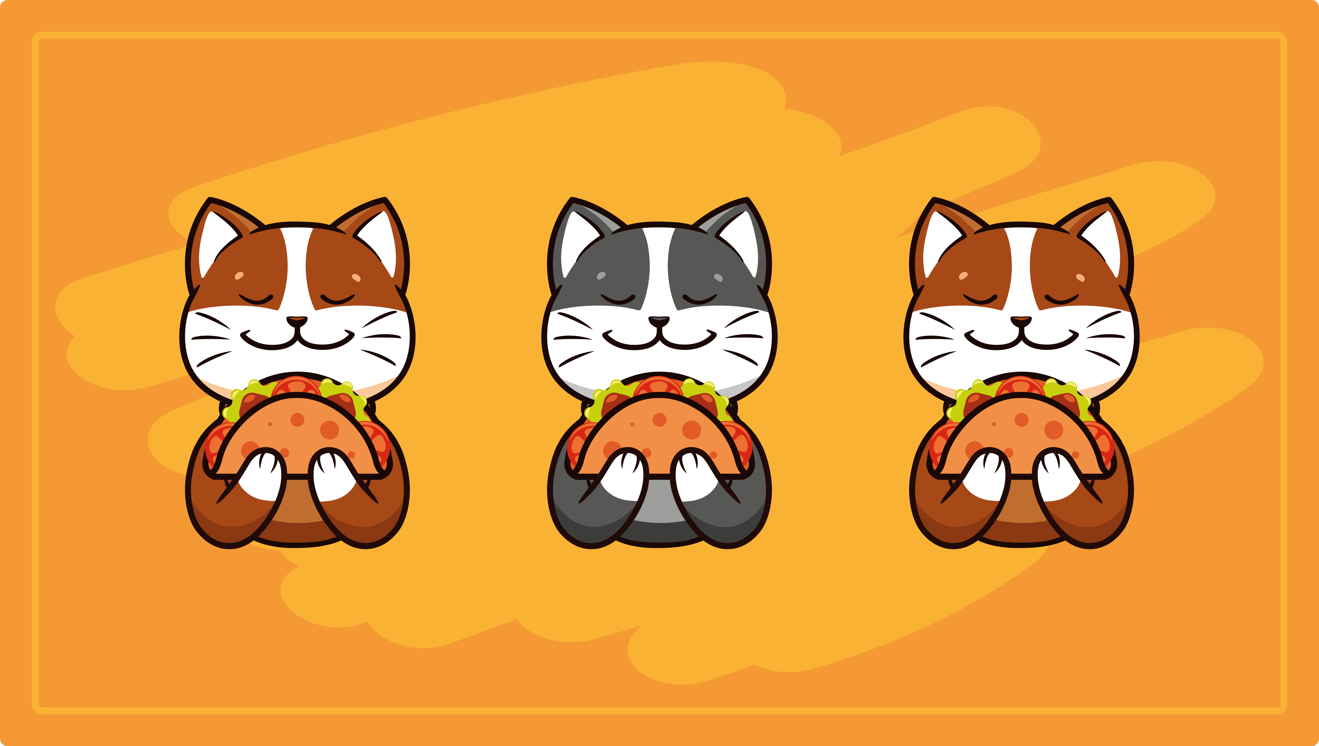 αστεία γάτα τρώει πλακάκια δαπέδου κουζίνας taco - TenStickers