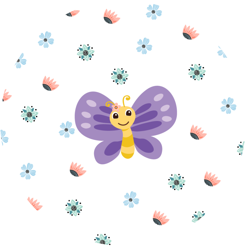 παιδικό χαλί δαπέδου σχέδιο μωβ πεταλούδας - TenStickers