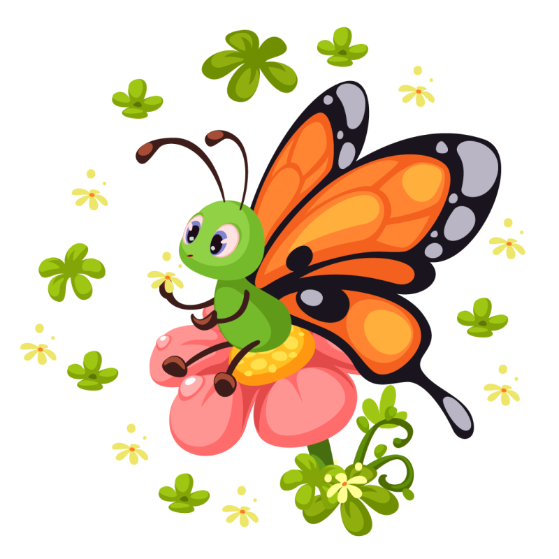 πεταλούδα που κάθεται σε ένα χαλί ζωικών λουλουδιών - TenStickers