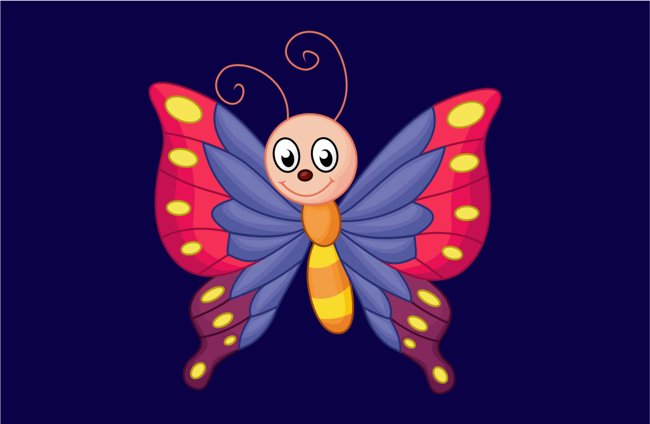 παιδικό χαλί δαπέδου χαρούμενη πεταλούδα που πετάει - TenStickers