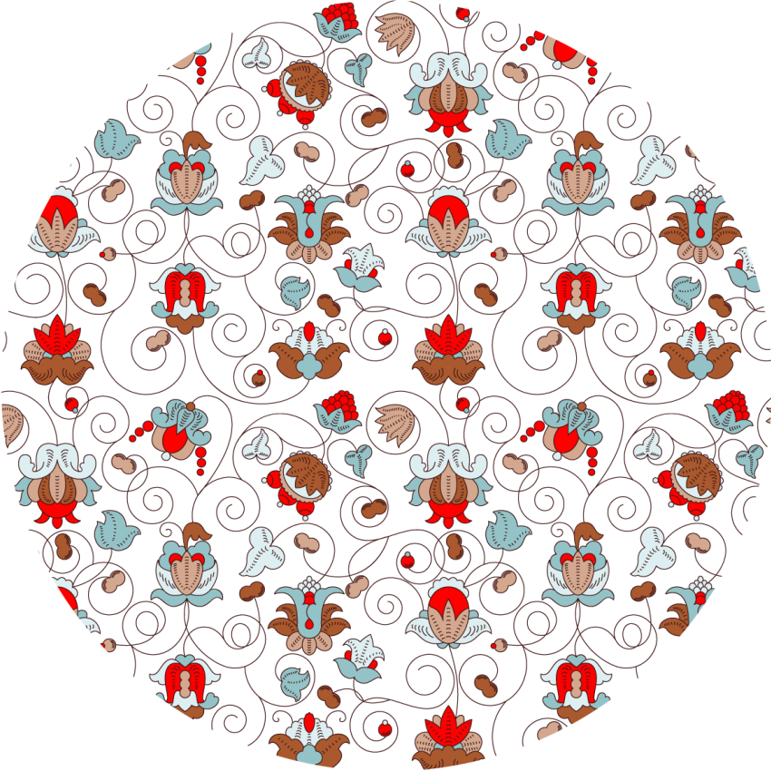 Χαλί βινυλίου με λουλούδια κυκλικός βοτανικός σπείρα - TenStickers