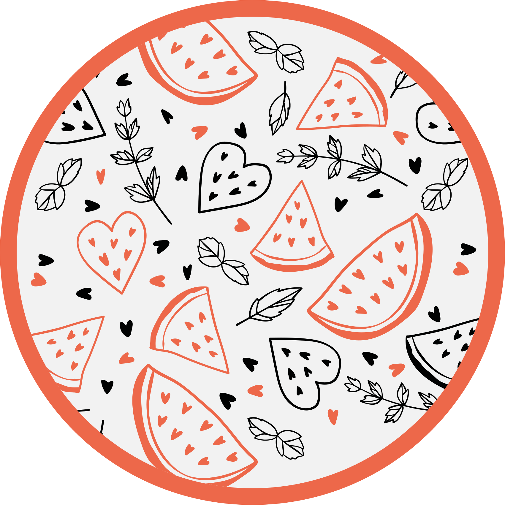 καρπούζι μαύρες καρδιές πλακάκια δαπέδου κουζίνας - TenStickers