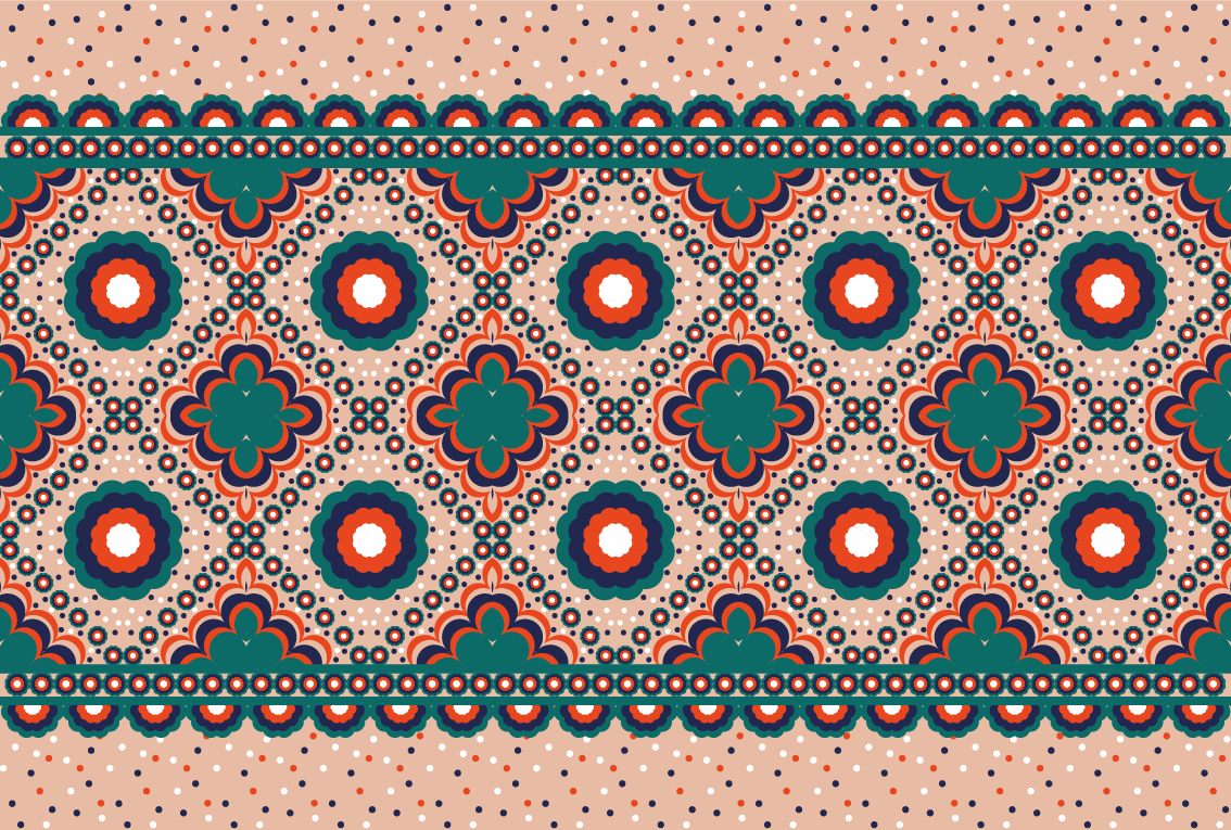 χαλί κρεβατοκάμαρας με γεωμετρικό λουλουδάτο μοτίβο - TenStickers