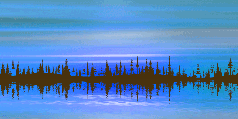 λίμνη και δάσος σιλουέτα σύγχρονη κουβέρτα - TenStickers