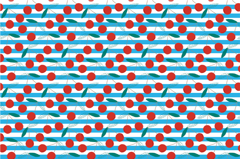 κεράσι μοτίβο με μπλε λωρίδα πατάκι - TenStickers