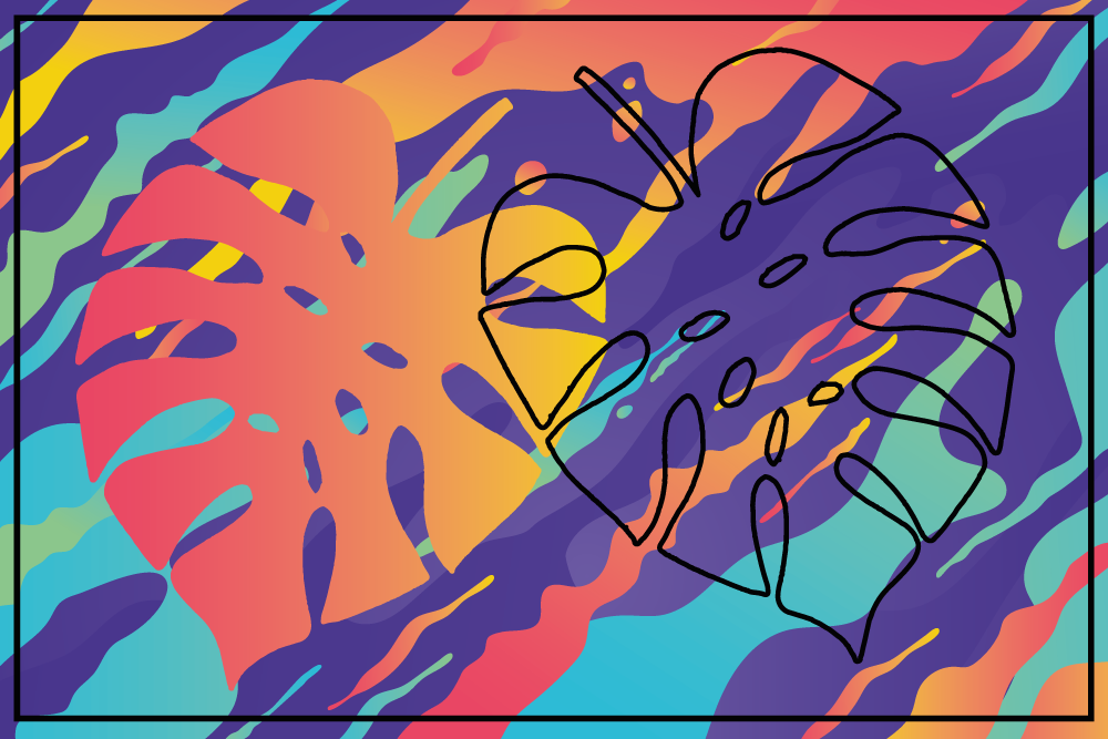 πολύχρωμα φύλλα αφηρημένη τέχνη γεωμετρικά χαλί - TenStickers