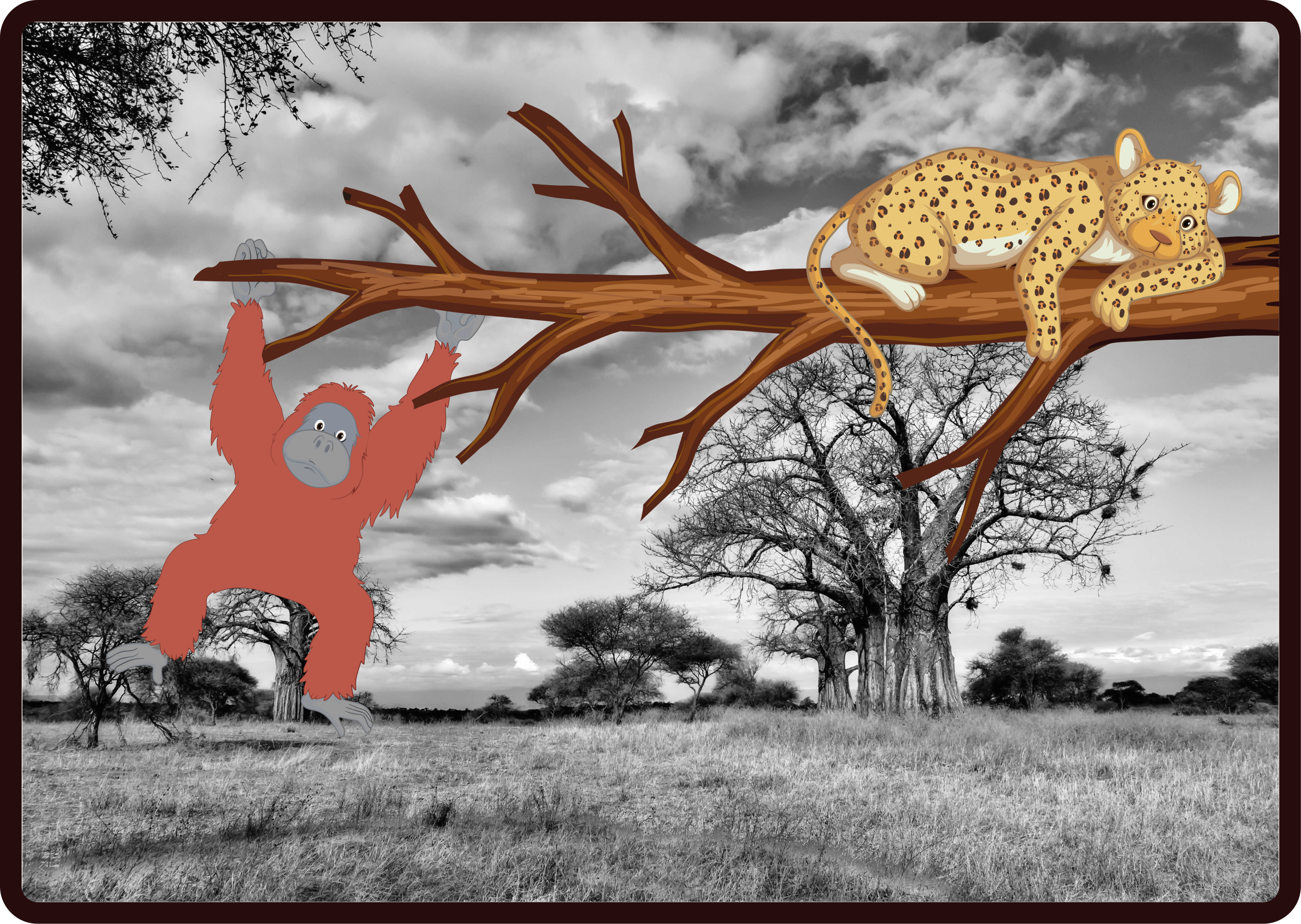 μαϊμούδες κυνηγούν μια κουβέρτα με λεοπάρδαλη - TenStickers