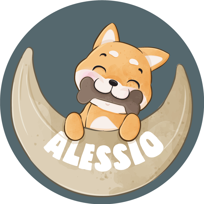 μοκέτα βινυλίου κουτάβι με κόκκαλο και όνομα - TenStickers