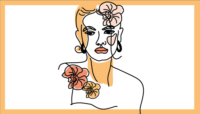 μοντέρνο χαλί κομψό λουλουδάτο πορτρέτο - TenStickers