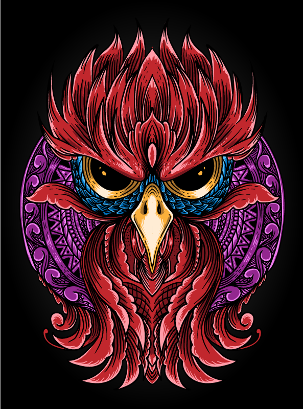 κόκκινο χαλί κρεβατοκάμαρας κουκουβάγιας μάνταλα - TenStickers