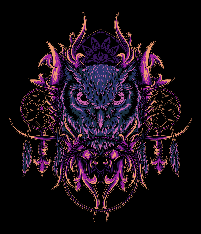 xαλί με εκτύπωση ζώου τέχνη ονειροπαγίδας κουκουβάγιας - TenStickers