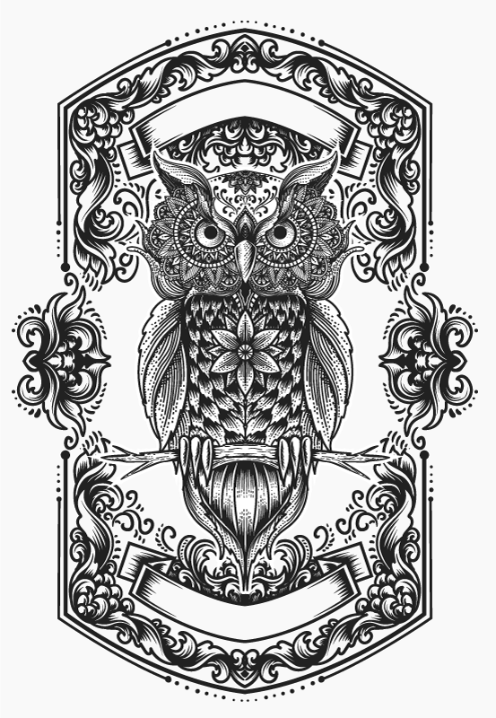 χαλί μάνταλα περίπλοκο μοτίβο κουκουβάγιας - TenStickers