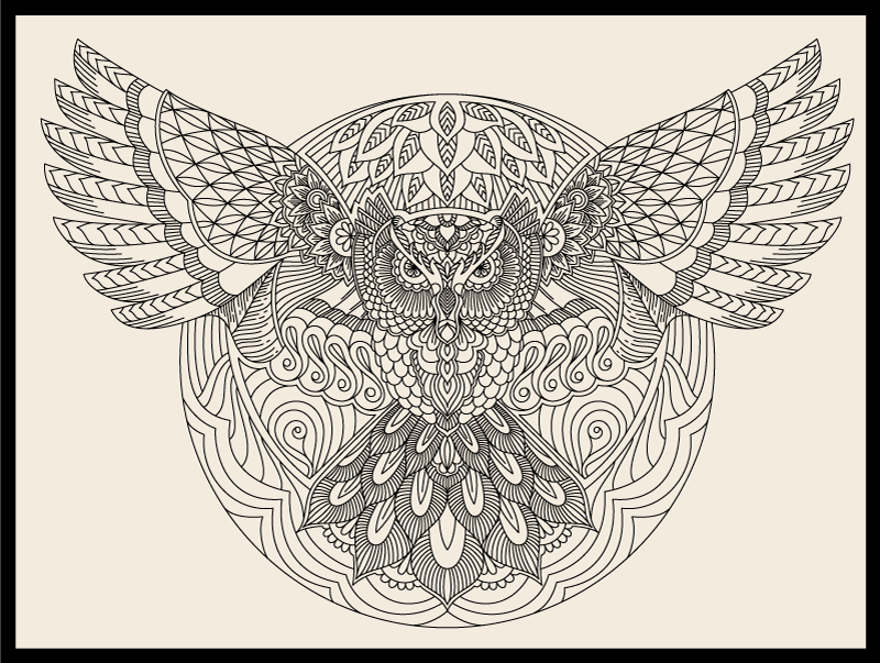 χαλί μάνταλα κομψό μοτίβο κουκουβάγιας - TenStickers