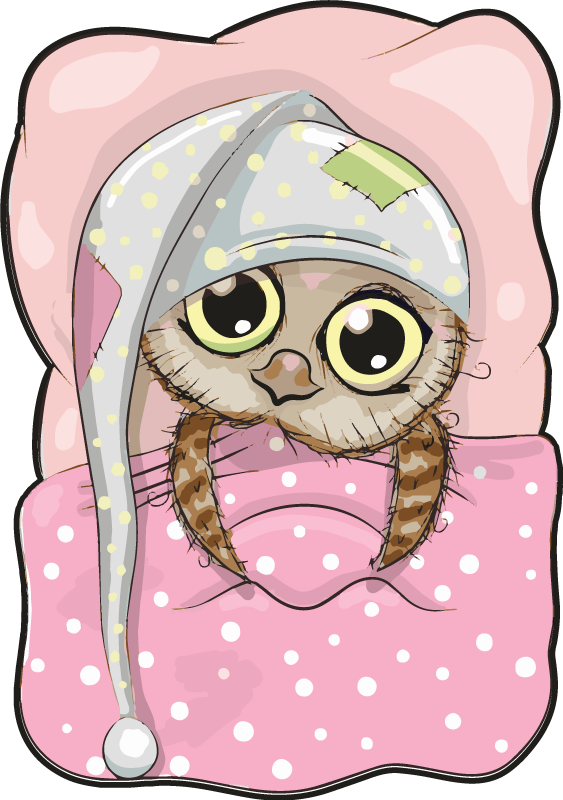 παιδικό χαλί δαπέδου χαριτωμένη κουκουβάγια που κοιμάται - TenStickers