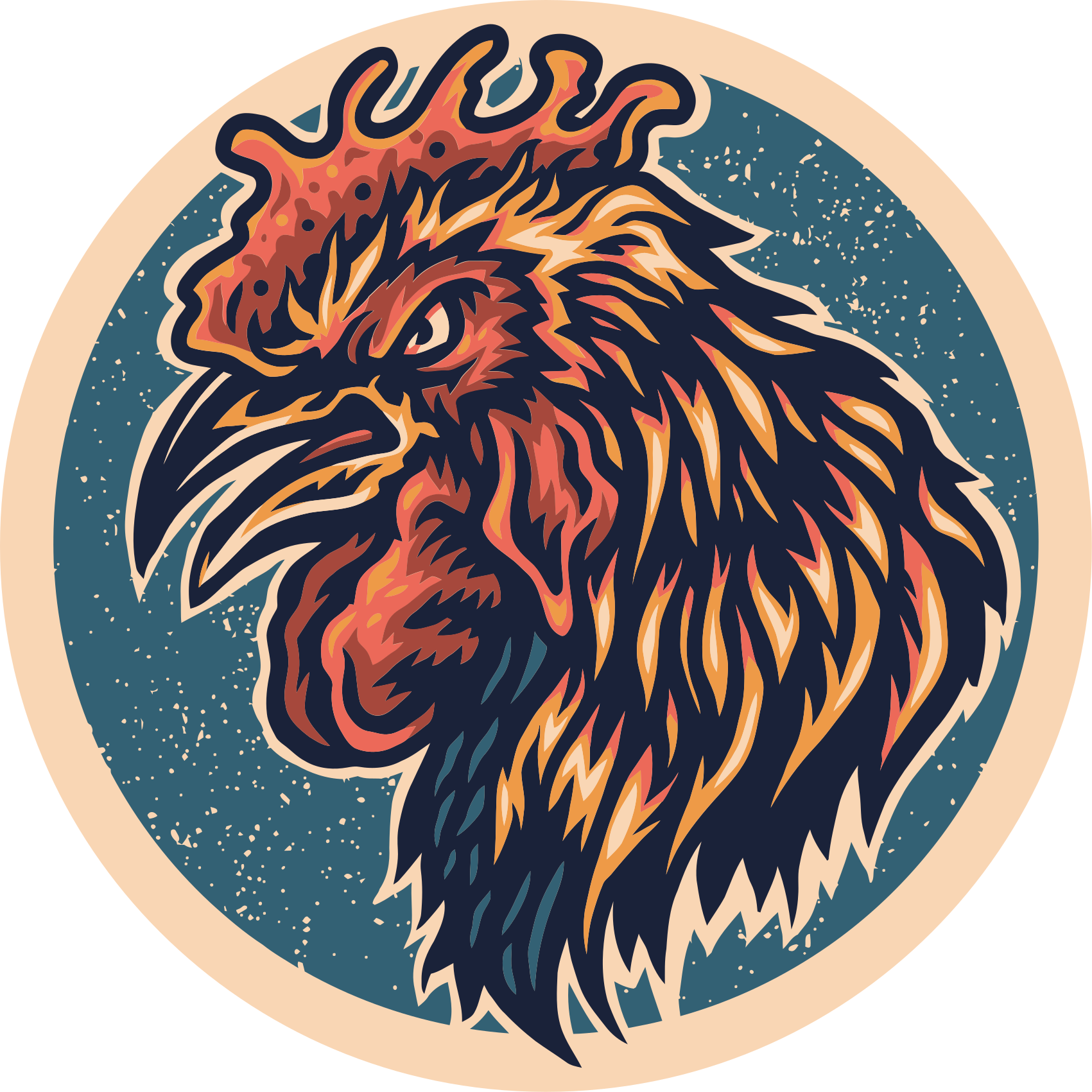 χαλί εφηβικής κρεβατοκάμαρας εικονογράφηση κεφαλιού κόκορα - TenStickers