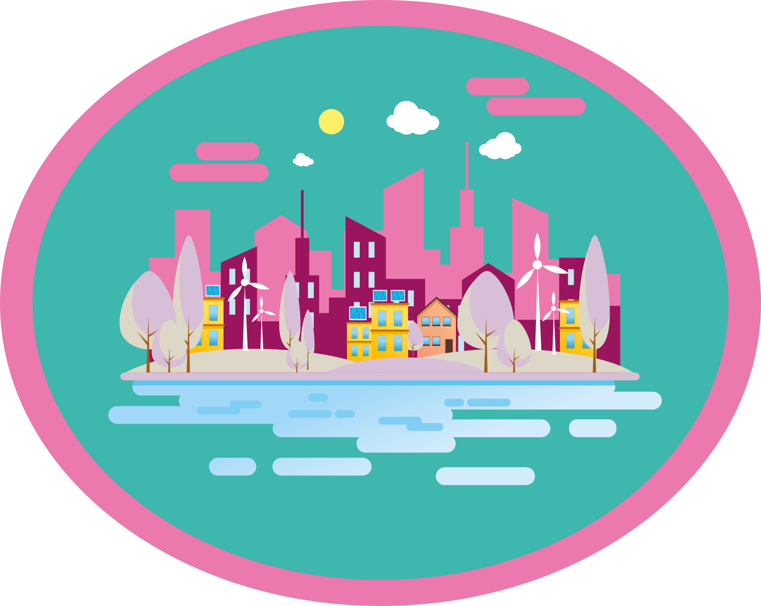 μοκέτα βινυλίου πολύχρωμο αστικό τοπίο - TenStickers