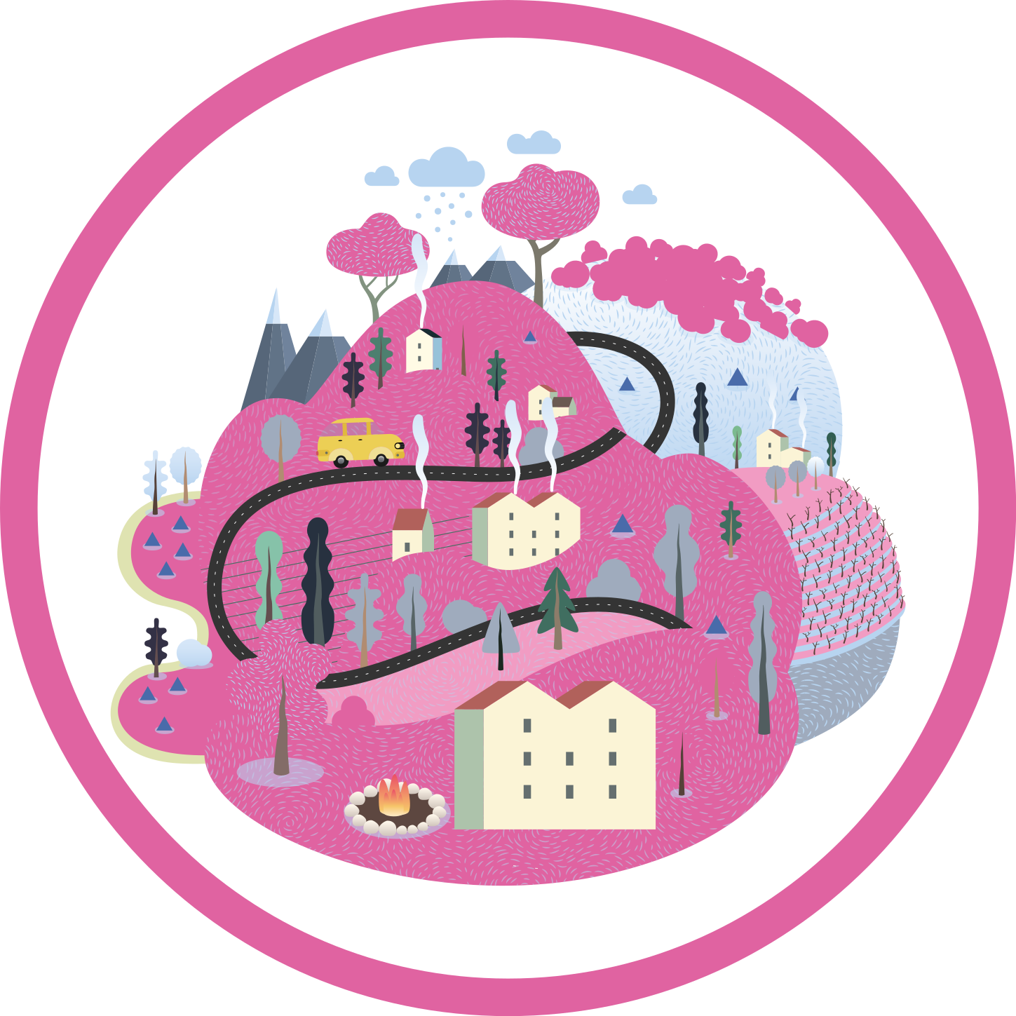 Δρόμος χάρτης παιδικό xαλί πολύχρωμο τοπίο χωριού - TenStickers