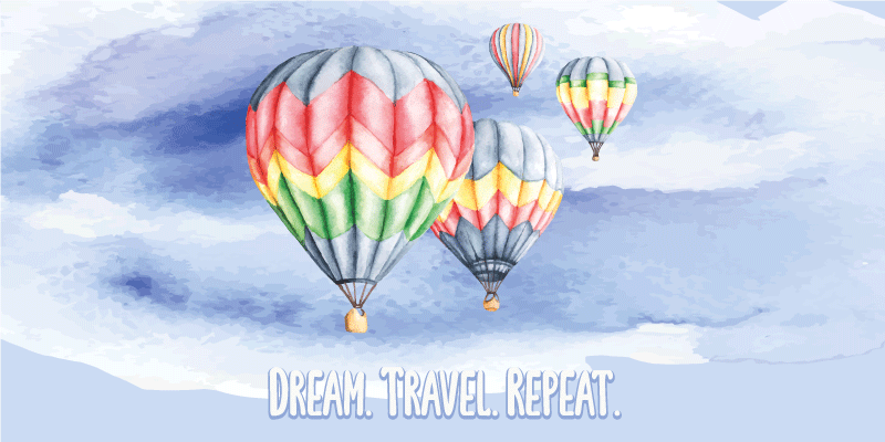 ακουαρέλα ταξίδι με μπαλόνια ορθογώνια κουβέρτα - TenStickers
