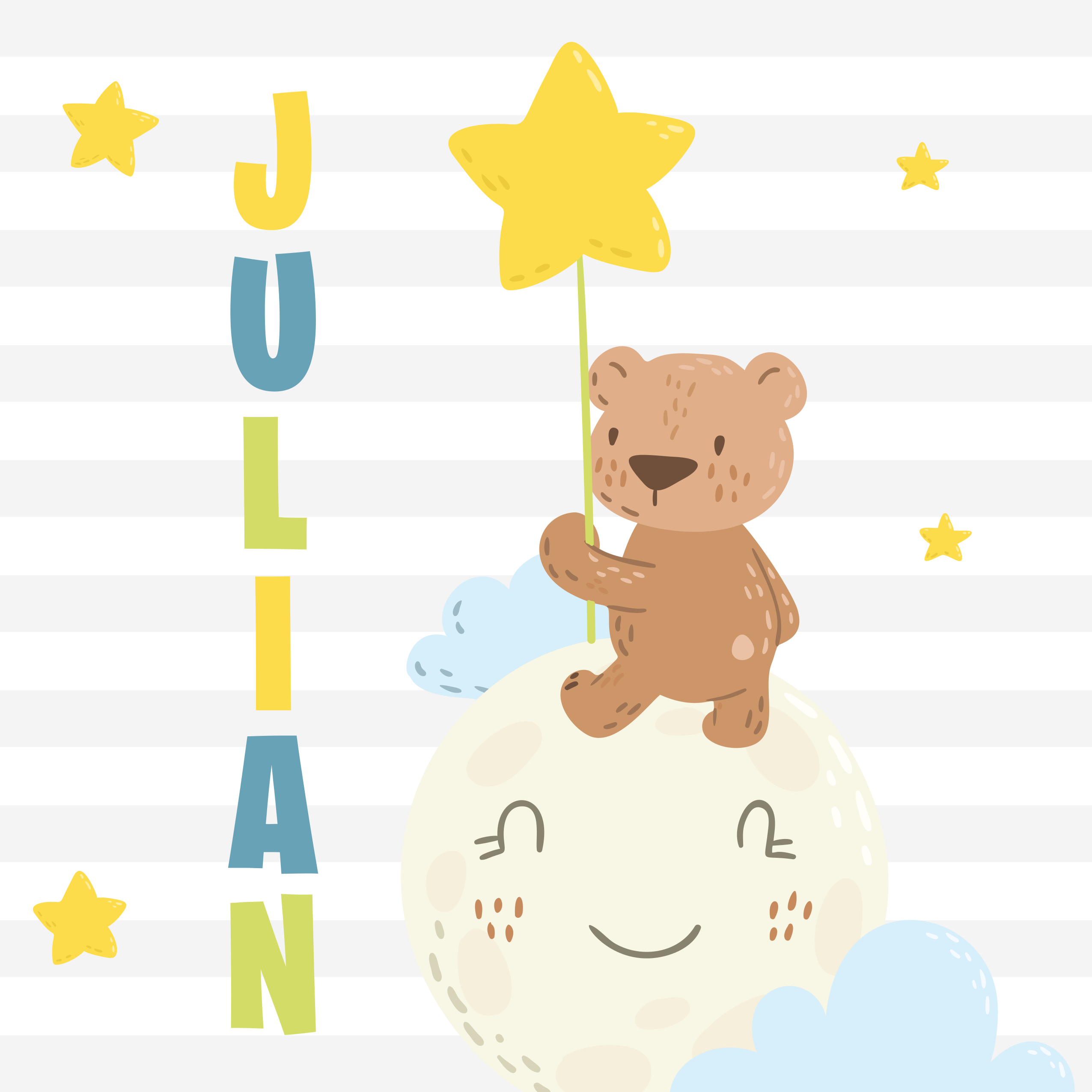 Βινυλιακό χαλί με όνομα αρκούδα με άστρο - TenStickers