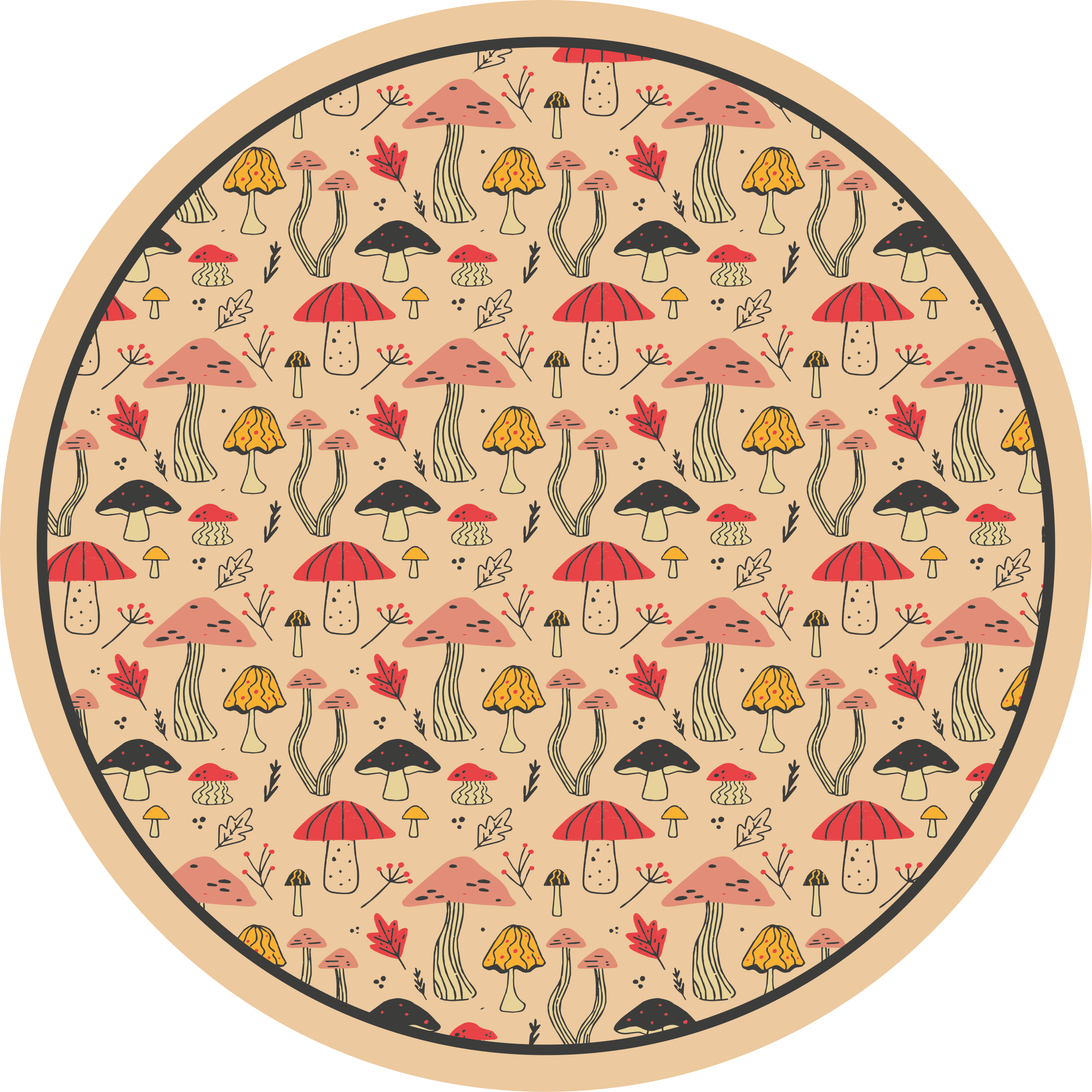 πολύχρωμα κομψά μανιτάρια πλακάκια δαπέδου κουζίνας - TenStickers