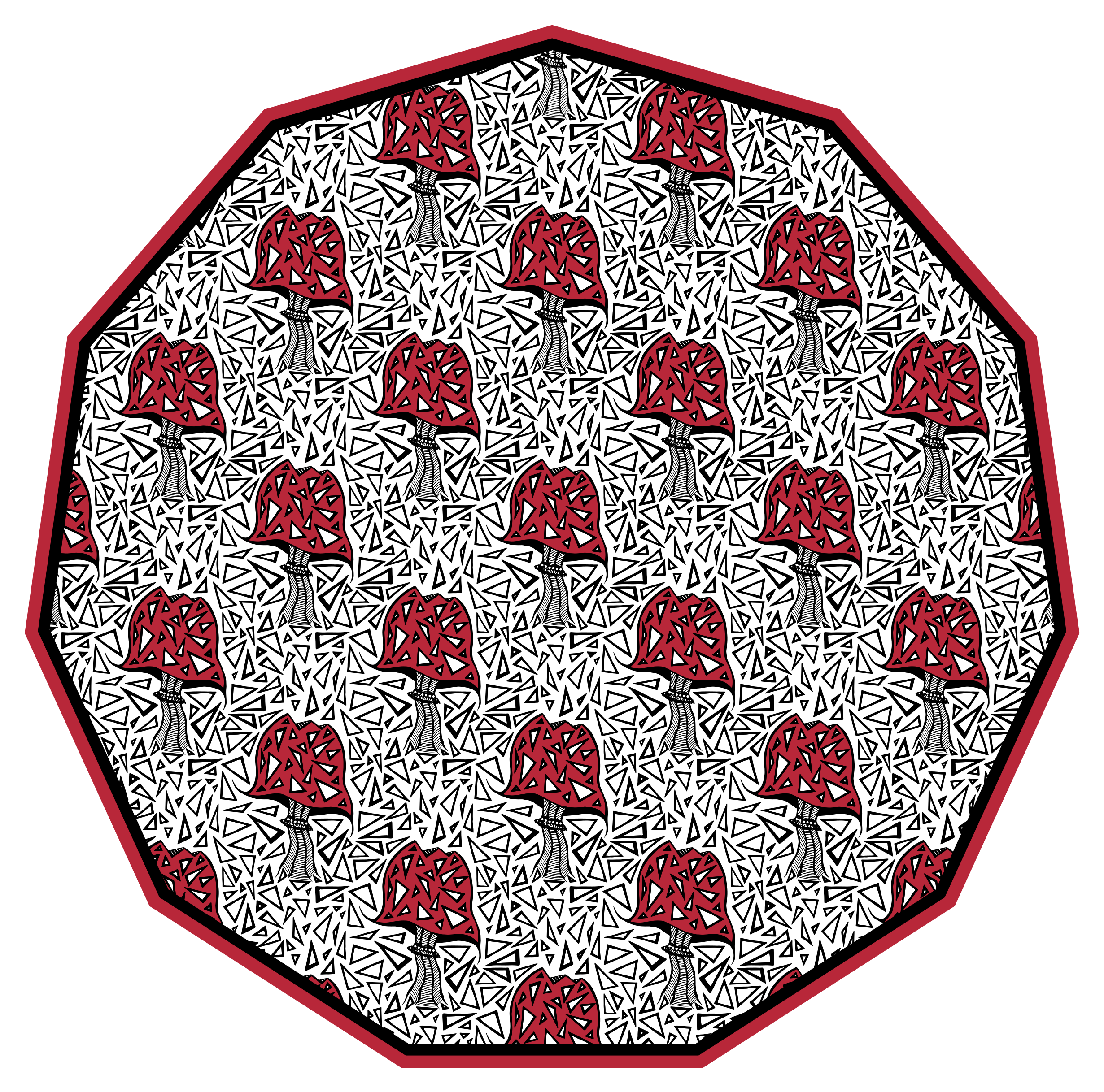 μοτίβο zentangle μανιτάρια πλακάκια δαπέδου κουζίνας - TenStickers