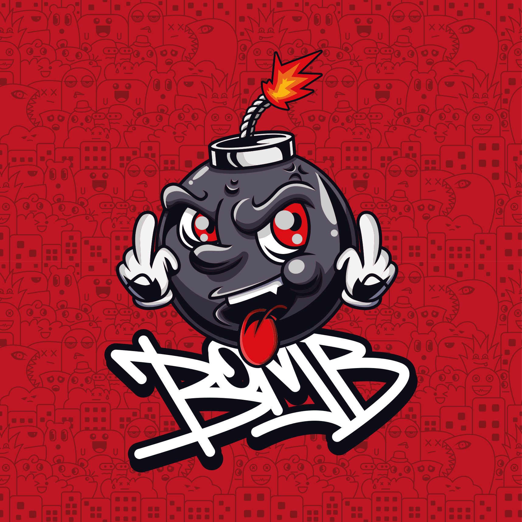 Χαλί εφηβικής κρεβατοκάμαρας με χαρακτήρα βόμβας καρτούν - TenStickers