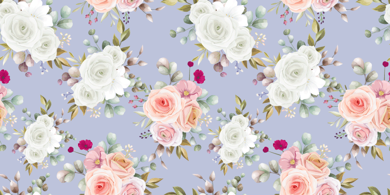 ακουαρέλα μπλε και μοβ λουλουδάτο χαλί - TenStickers