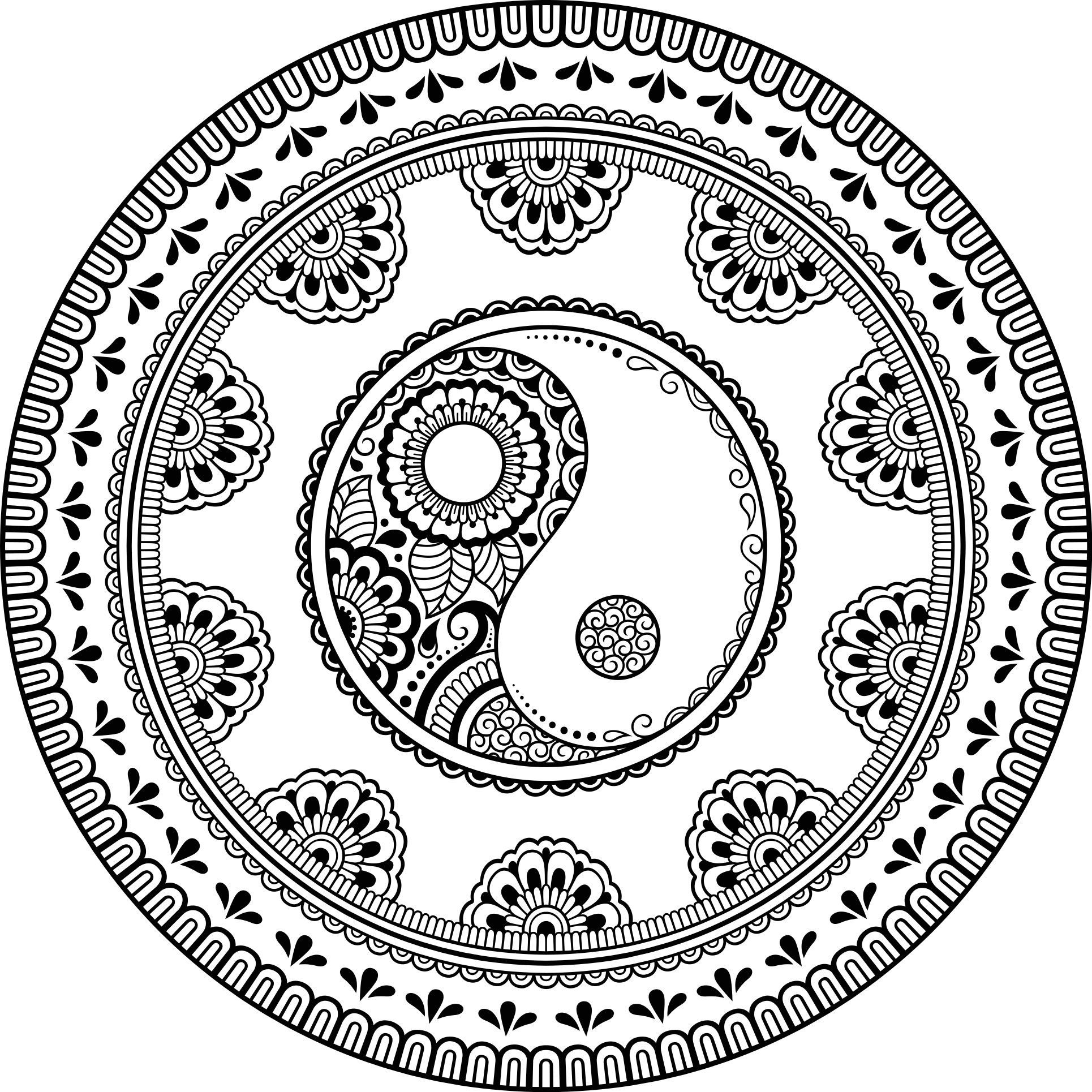 πνευματικό χίντι στυλ μάνταλα σύμβολα βινυλίου χαλί - TenStickers