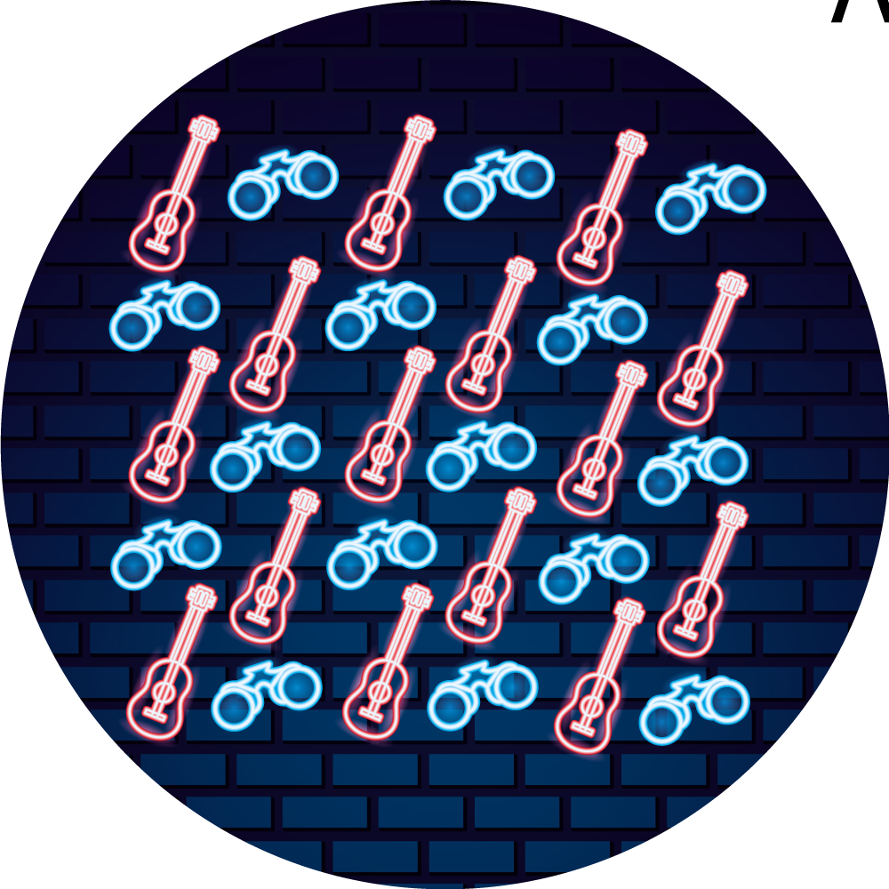 χαλί εφηβικής κρεβατοκάμαρας νέον μουσικά μοτίβα - TenStickers