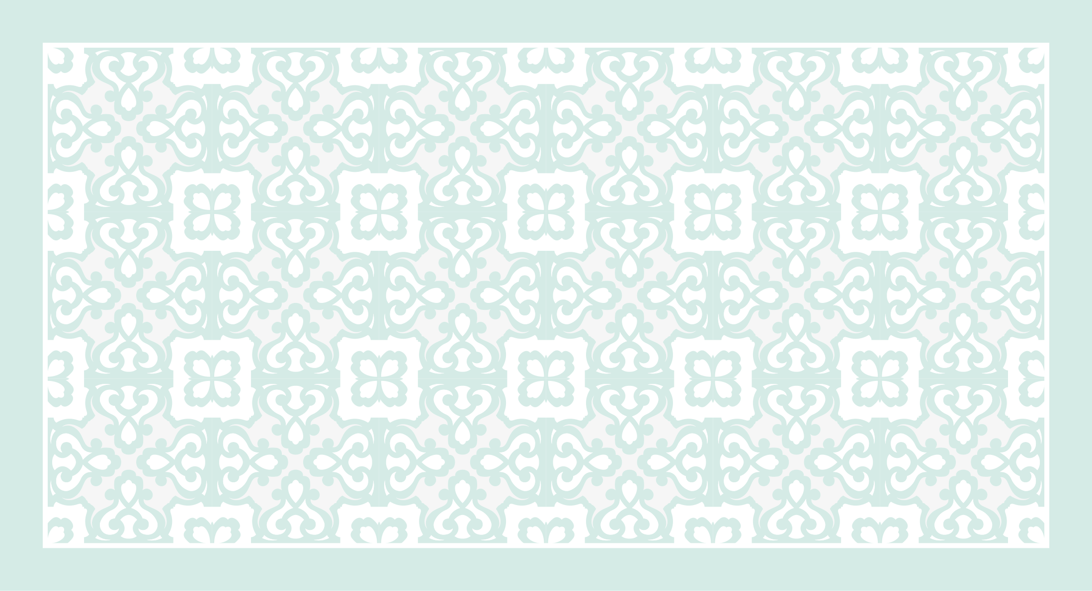 ελαφρύ χαλί κεραμιδιών με λουλούδια με γαλαζοπράσινα μοτίβα - TenStickers