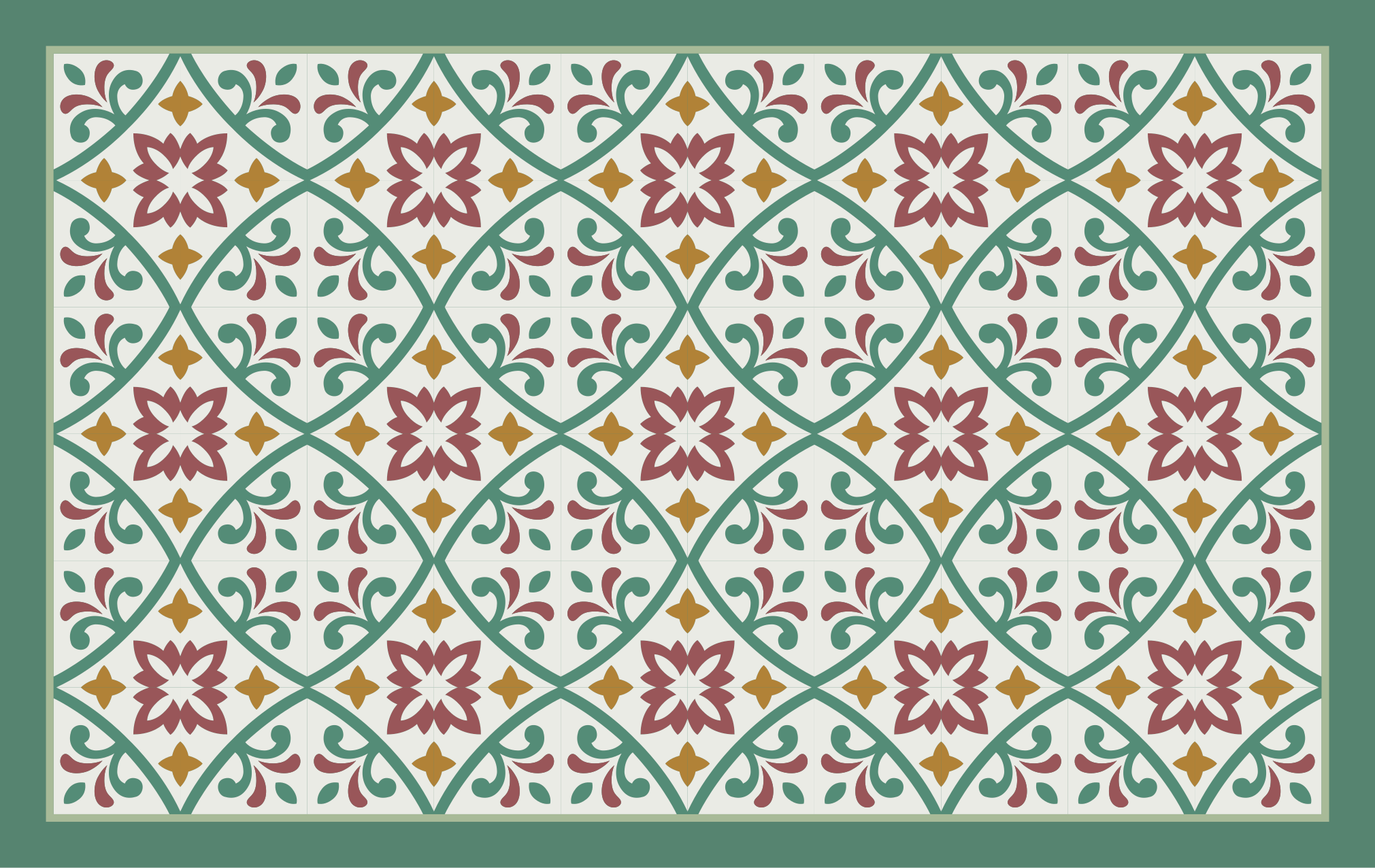 κίτρινο κόκκινο και πράσινο κλασικό χαλί πλακιδίων λουλουδιών - TenStickers