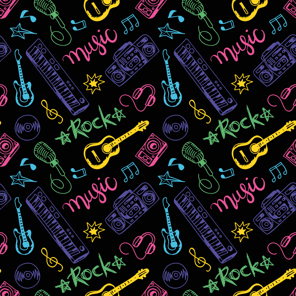 επίπεδα εικονίδια μουσικά όργανα τετράγωνο χαλί βινυλίου - TenStickers