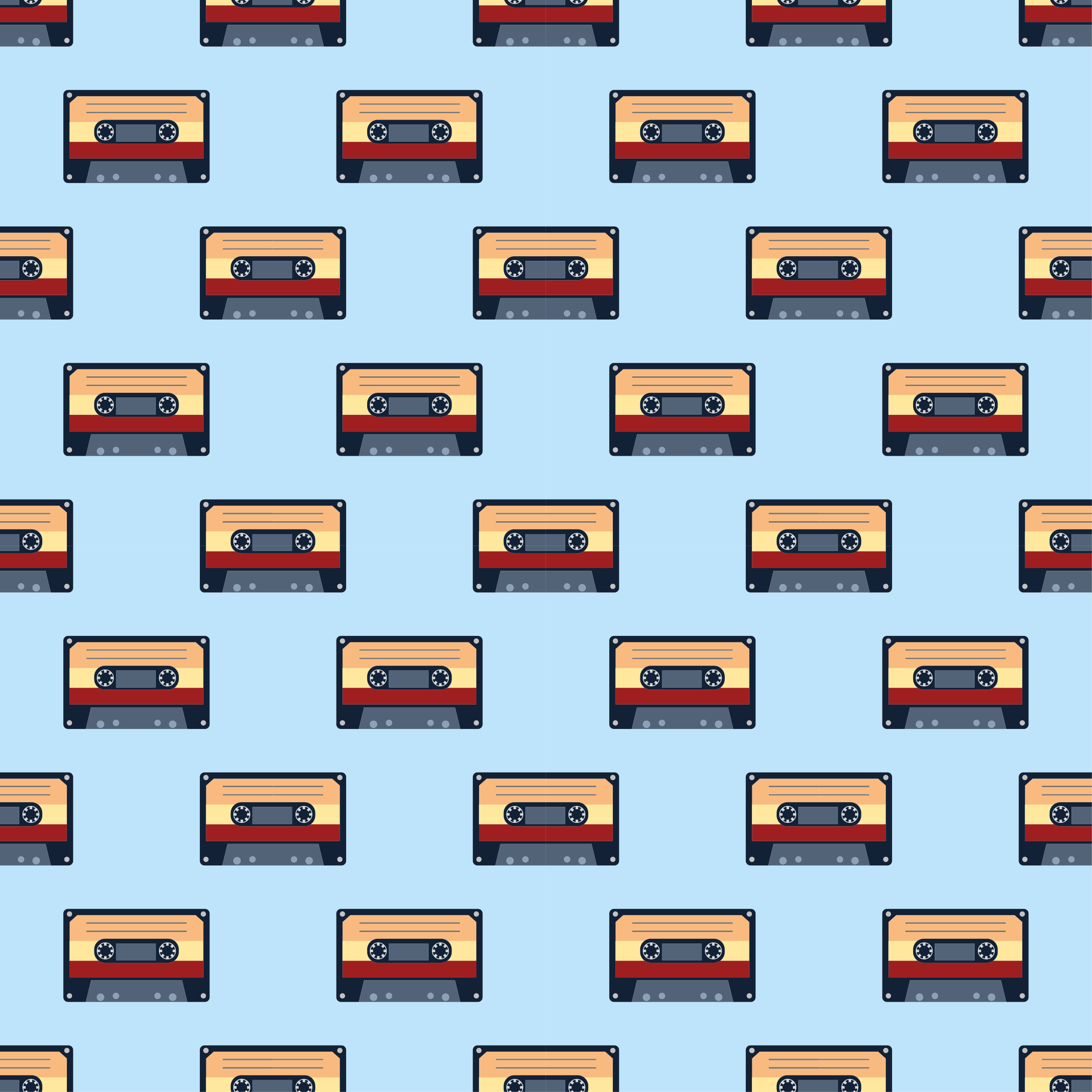 μουσικά σύμβολα ρετρό κασέτες τετράγωνο χαλί βινυλίου - TenStickers
