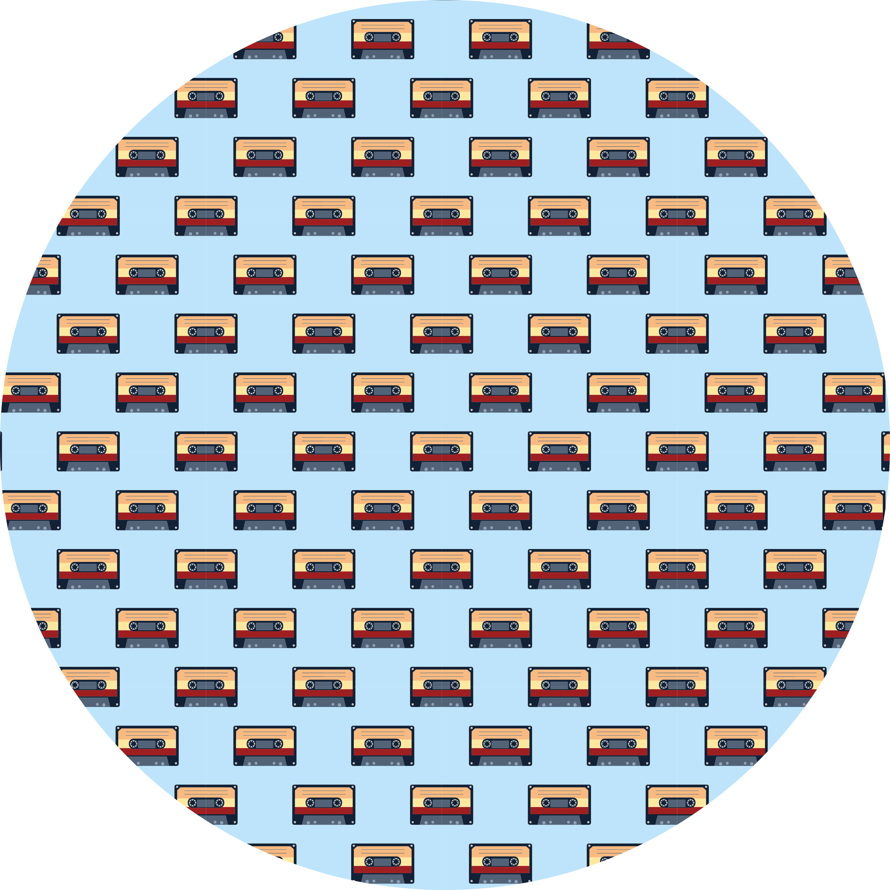 μουσικά σύμβολα ρετρό κασέτες κυκλικό χαλί - TenStickers