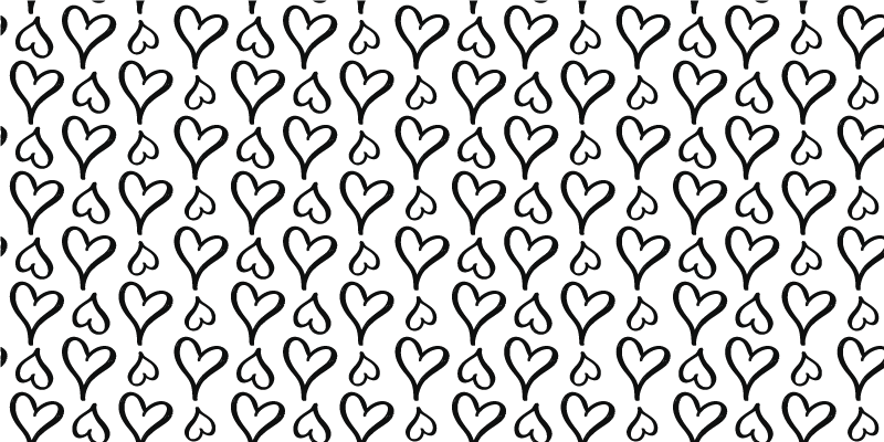 μαύρο εικονογραφημένο εικονίδια καρδιά ορθογώνιο χαλί - TenStickers