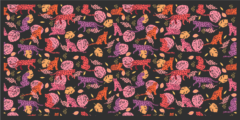 xαλί με εκτύπωση ζώου πολύχρωμες γάτες της ζούγκλας - TenStickers