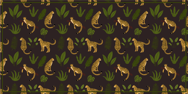 σκούρο βοτανικό χαλί από μοτίβο άγριας λεοπάρδαλης - TenStickers