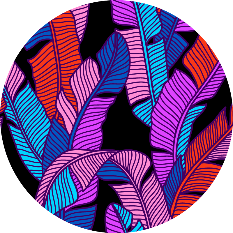 μοντέρνα πολύχρωμα φυτά μοτίβο κυκλικό χαλί - TenStickers