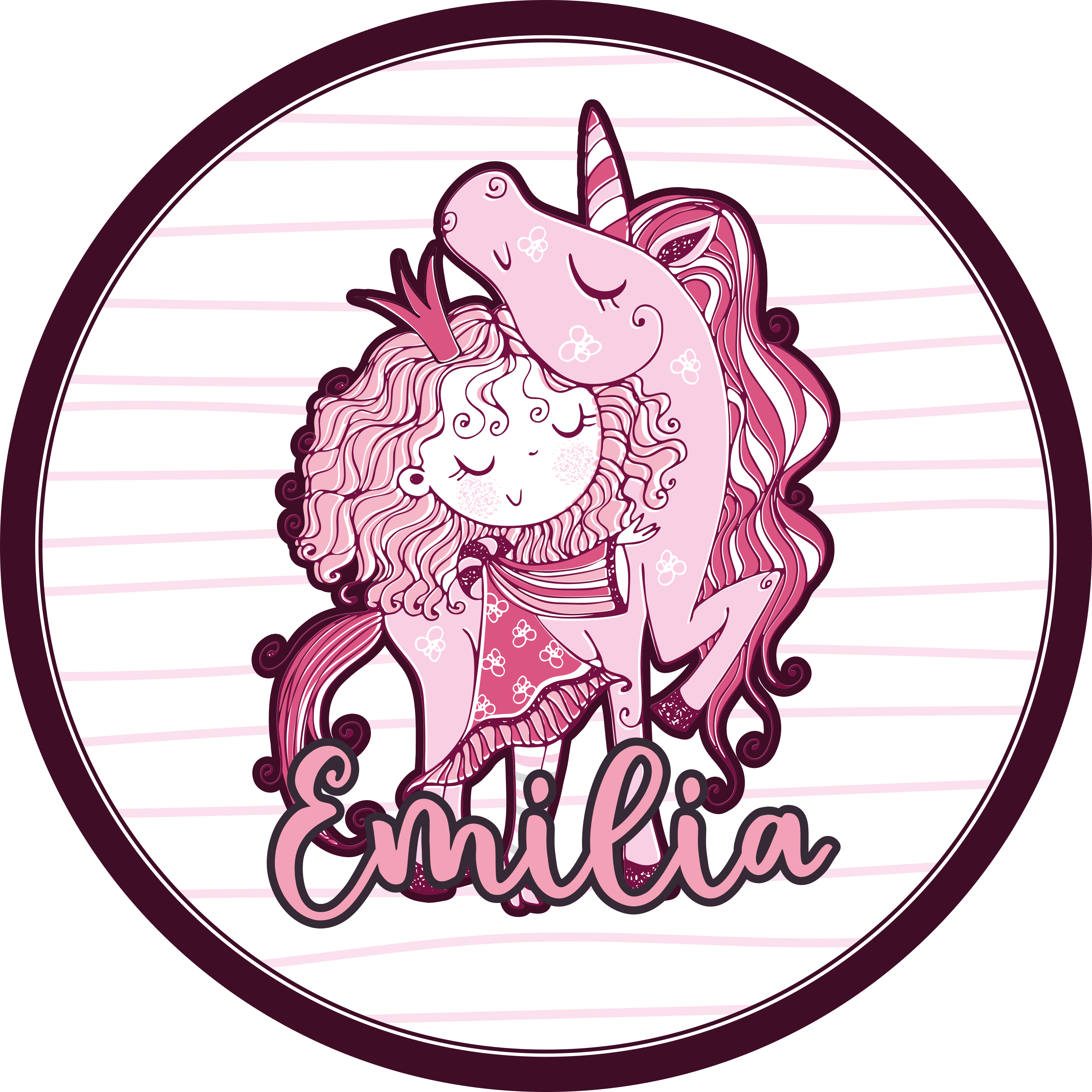 Βινυλιακό χαλί με όνομα χαριτωμένο δίδυμο μονόκερων - TenStickers