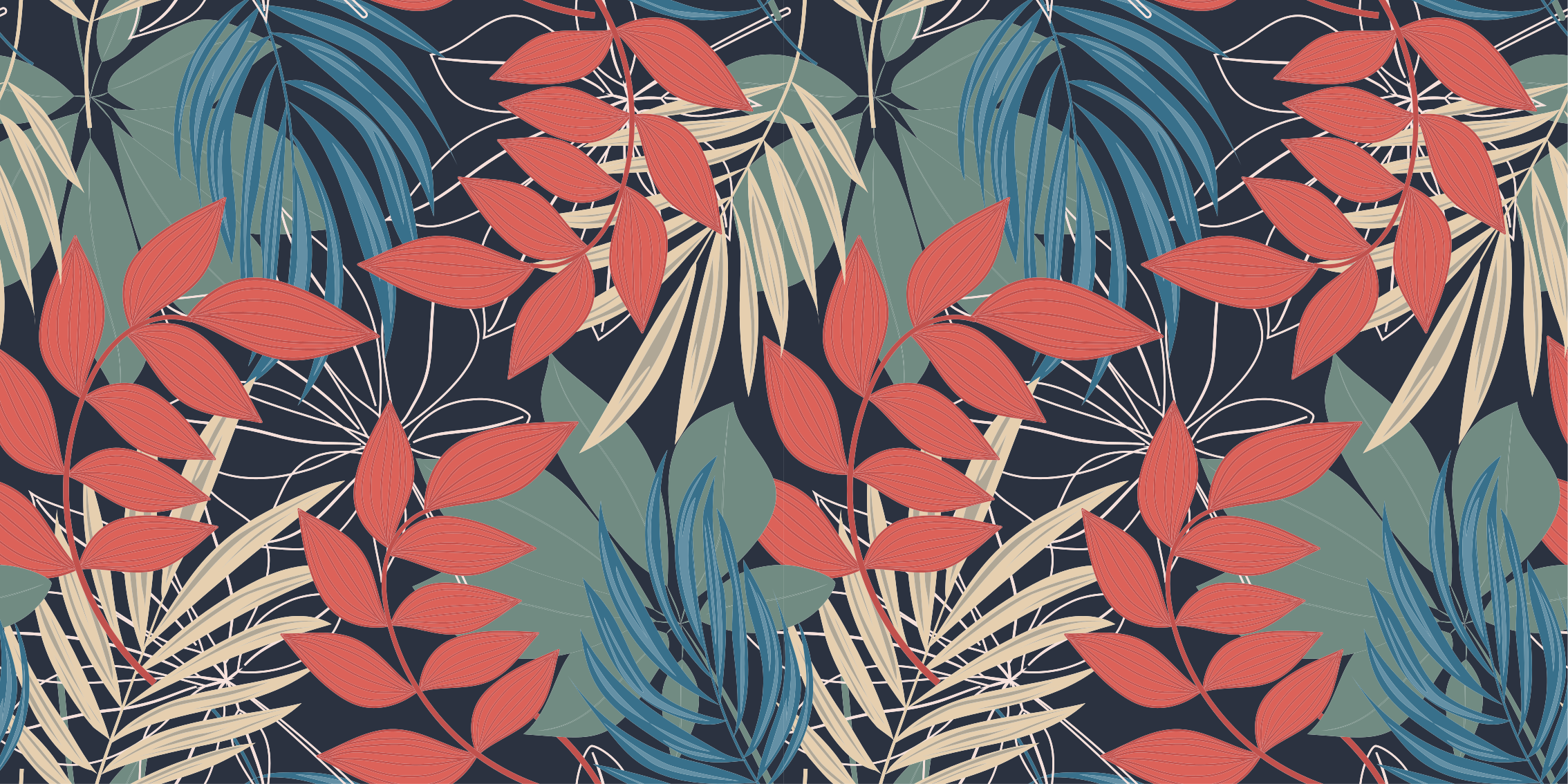 xαλί βινυλίου με λουλούδια ζωηρό μοτίβο φύλλων - TenStickers