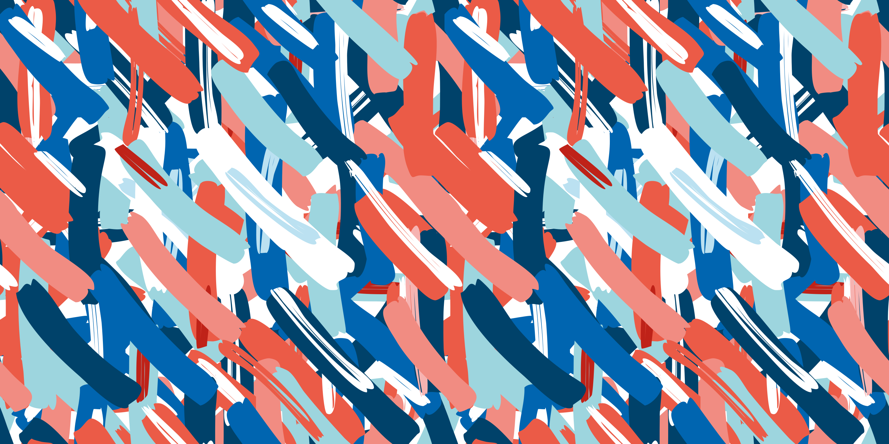 κόκκινο μπλε και λευκό πινέλο χαλιά κρεβατοκάμαρα - TenStickers