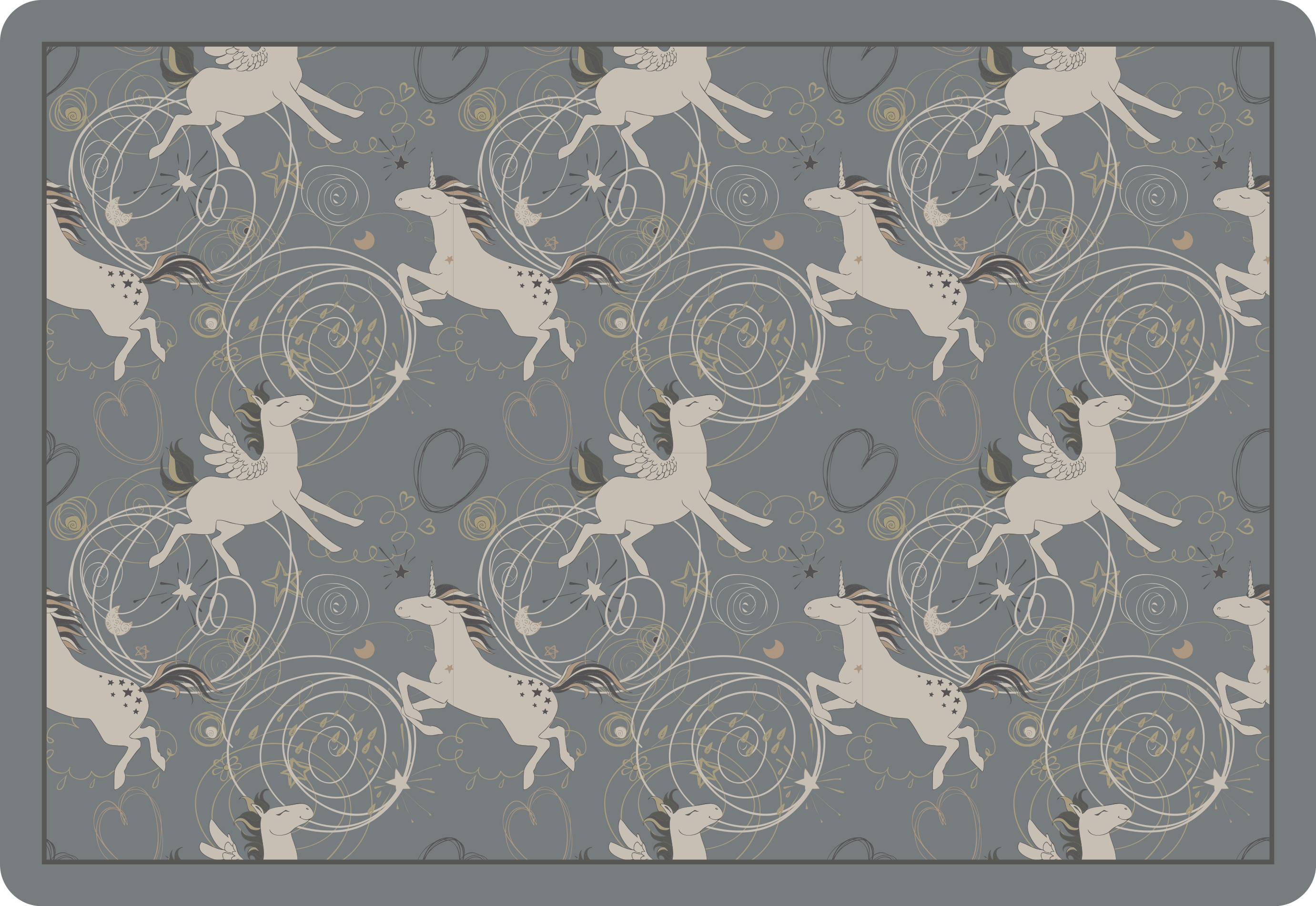 παιδικό χαλί δαπέδου ιδιότροπο σχέδιο μονόκερων - TenStickers