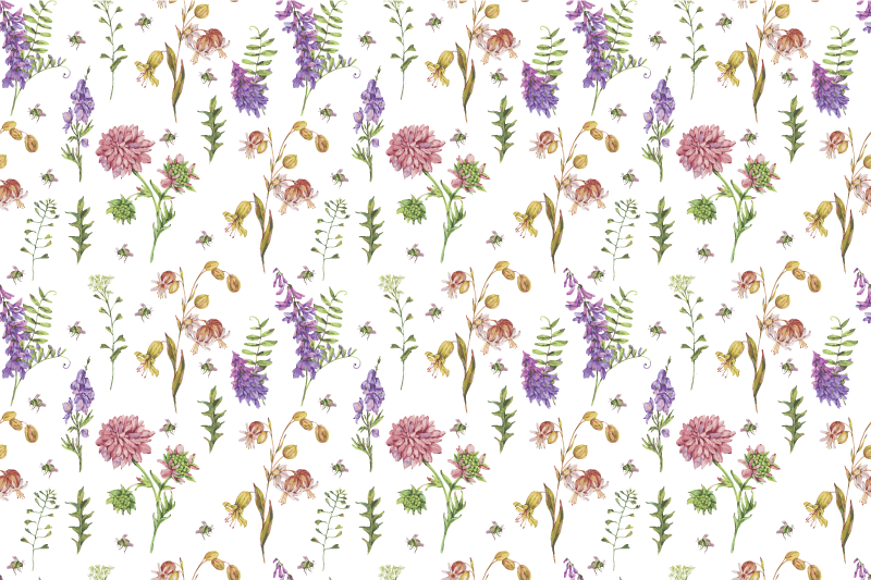 πολύχρωμο μινιμαλιστικό αγριολούλουδο λουλουδάτο χαλί - TenStickers