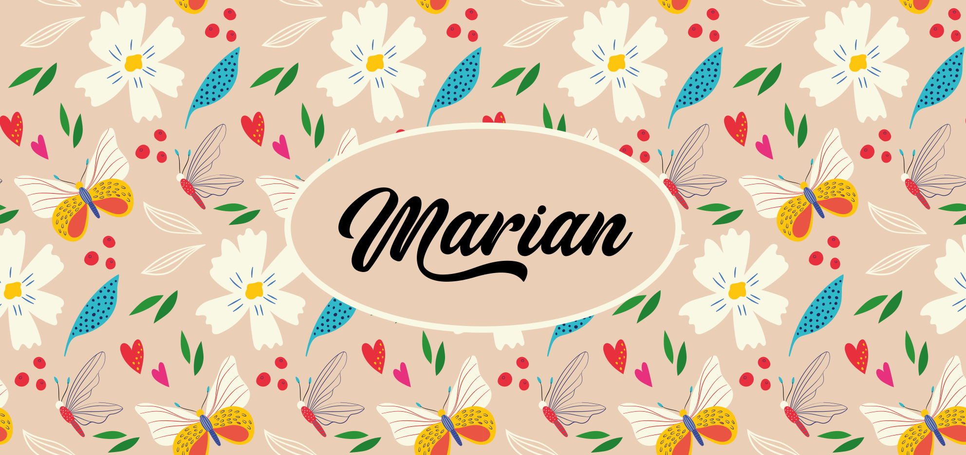 χαλί κρεβατοκάμαρας προσαρμοσμένο μπεζ floral - TenStickers