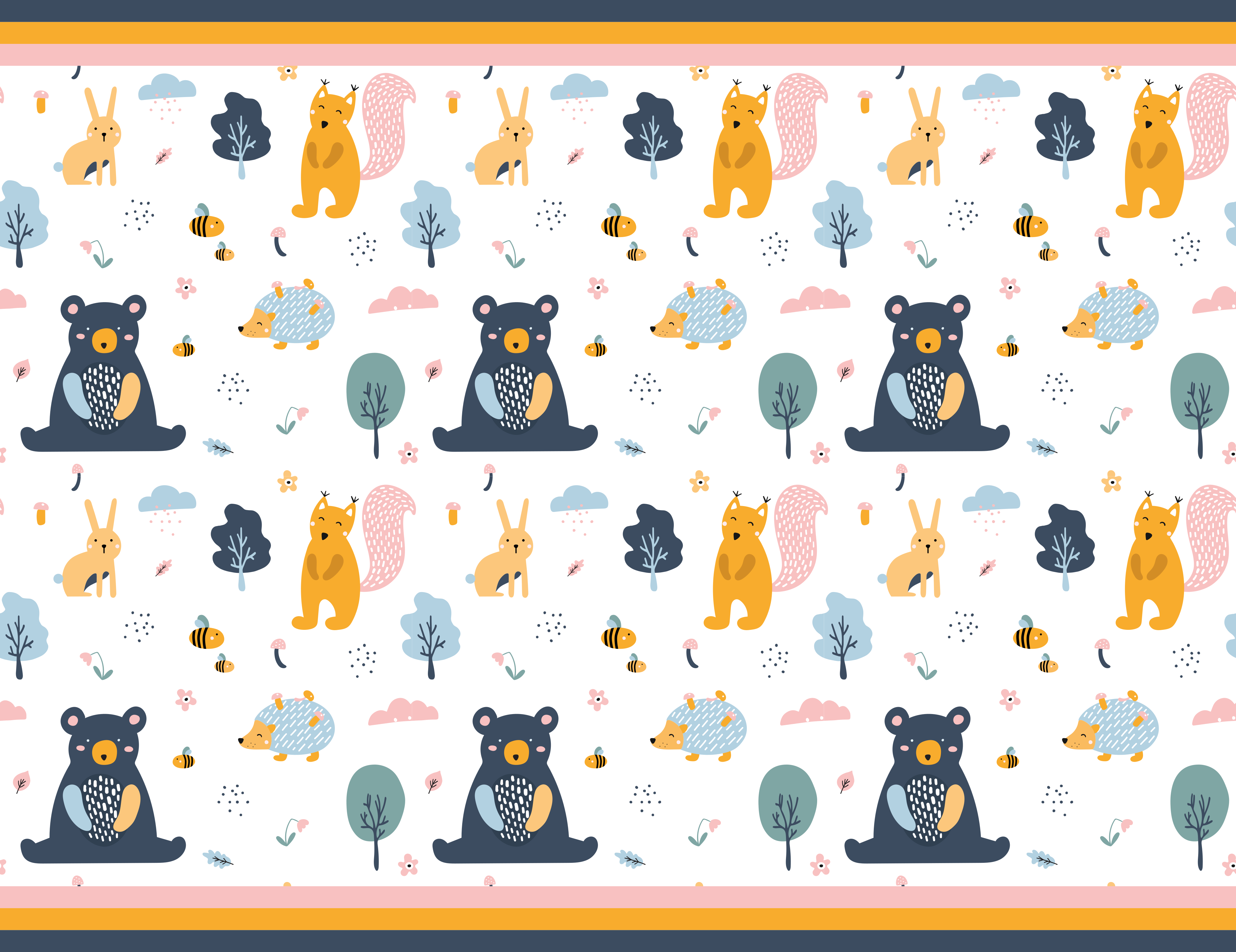 πολύχρωμοι σκίουροι και αρκουδάκια χαλί βινυλίου - TenStickers