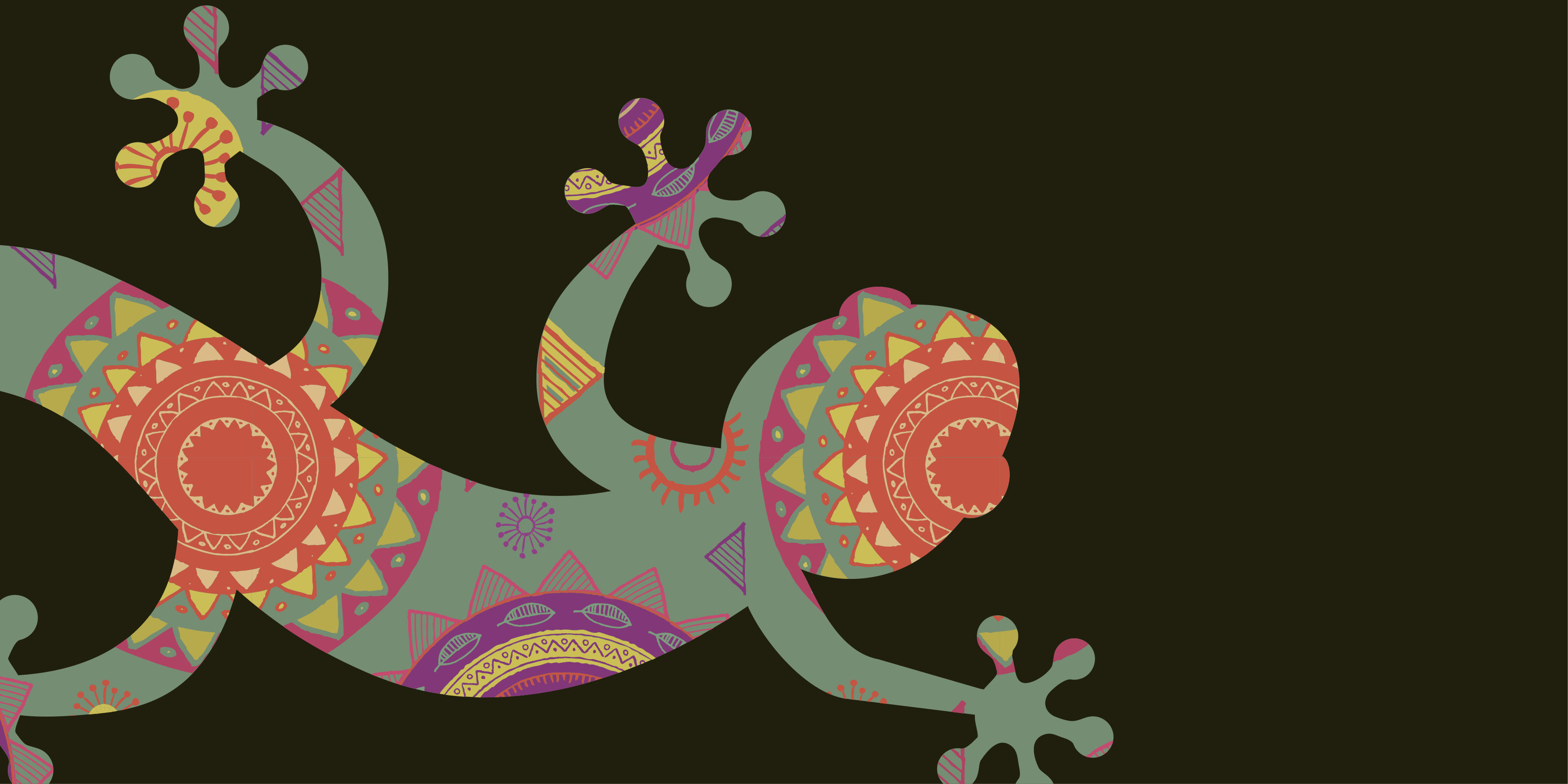 γκέκο με λουλούδι μαντάλα βινύλιο χαλί - TenStickers